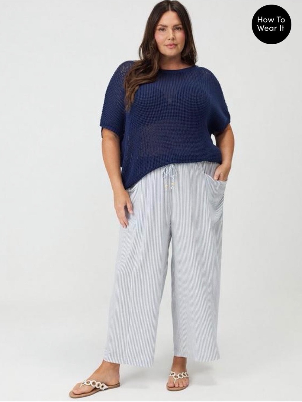torrid Blue/White Wide-Leg Flowy Stripe Pants